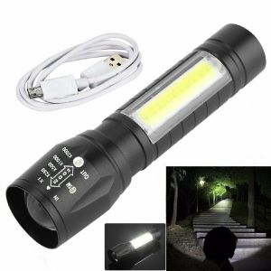 USB Rechargeable Zoomable Multi-Functional LED Torchlight Flashlight Camping Working Outdoor Torch T6