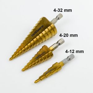 5 Pcs Mata Bor Pagoda Spiral Kerucut Drill Step Down Titanium 5 PCS