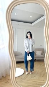 SJM KEMEJA ZR KATUN SALUR IMPORT BKK OVERSIZED GARIS-GARIS LENGAN PANJANG 8112