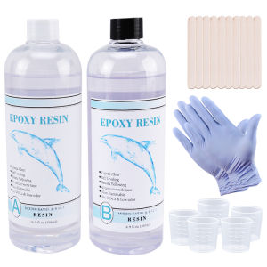 2 Part Epoxy Casting Resin Kit with Measuring Cups Stick Silicone Gloves 1:1 Clear Epoxy Resin Crystal Clear Art Resin Epoxy