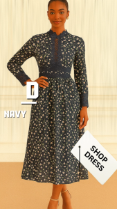 เดรสแม็กซี่สีกรมท่าลายดอกไม้แต่งลูกไม้_SecondhanD_SP032