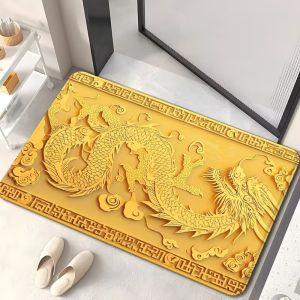 Dragon Patterned Gold Door Mat for Camping Outdoor Mats Floor Mat Bedroom Carpets At The Entrance of The Bedroom and Living Room