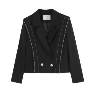 Lapel Contrast Stitching Multi-wear Stylish Jacket
