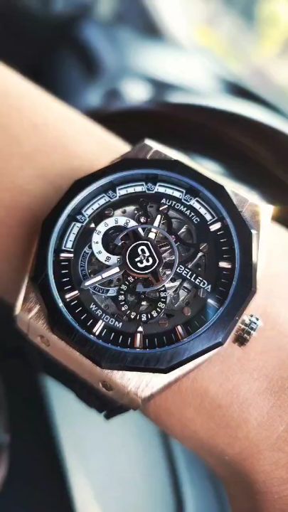 Buy Get jam tangan pria belleda 9568 rubber otomatis sakelton