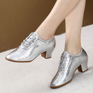 Latin Adult Womens Medium Heel Soft Sole Friendly Dance Teacher Marines Square Dance Shoes