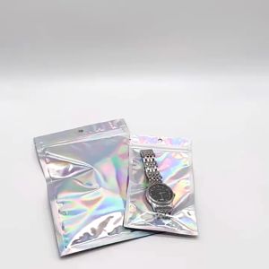 Plastik Klip Hologram Zipper Plastic Packing Aksesoris Plastik Opp Zipplock Penyimpanan Serbaguna Foil Flat Packaging