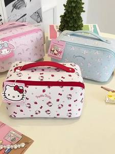 100% Authentic Sanrio Hello Kitty Cosmetics Bag Storage Bags PU Material Cartoon Travel Portable Kuromi Birthday Gifts Melody 2926-1642