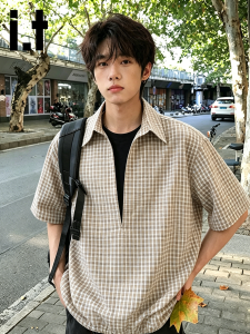 izzue | American Streetwear Plaid Short Sleeve Lightweight Two-piece Style Casual Shirt