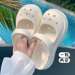 Sweet Butterfly Knot Mary Jane Clog Shoes Womens Summer EVA Flat Head Cover Outdoor Wear Half Slippers Breathable Hollow out