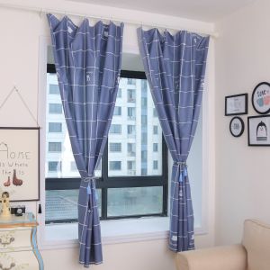 Simplified Design Half Light Proof Ready Made Curtains for Renting Dormitory Balcony Short Partition Curtains Country Style Home Textile