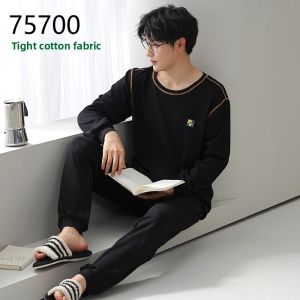 MiiOW | Mens Pure Cotton Long Sleeve Sleepwear Set Catman Home Clothes Youth Casual Comfortable Breathable Sweatshirt Pants Set