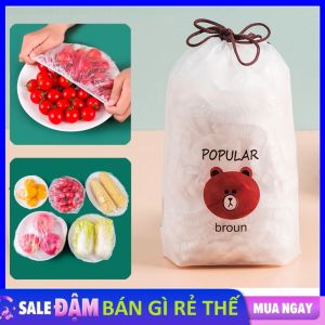 Set 300 Màng Bọc Thực Phẩm - Bịch 300 Cái Túi Chun Bọc Thực Phẩm Gấu PE Co Giãn Bọc Đồ Ăn - Chùm Đầu Đa Năng - Màn Bọc Gấu