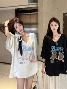 เสื้อยืดคอวีแขนสั้นผ้าฝ้ายหลวมสไตล์ยูจินสำหรับผู้หญิง ฤดูใบไม้ผลิ 2025 ระบายอากาศได้ดี ดูดซับเหงื่อ ใส่สบาย ออกกำลังกาย โยคะ วิ่ง