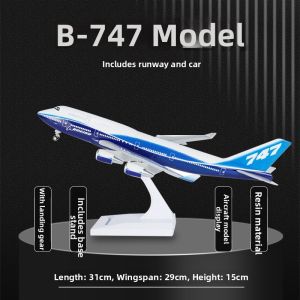 SEELUCKER | Simulative Boeing 747 Airplane Model With Wheels And Lights 47cm