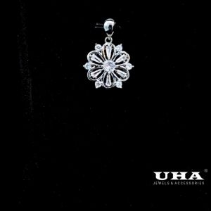 M1639 Mặt và dây chuyền nữ thiết kế kiểu hoa đính đá CZ cao cấp sáng lấp lánh UHA