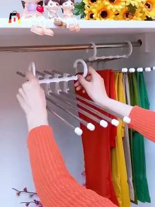 Creative Pants Hanger Stainless Steel 5-in-1 Clothes Hanger Space Saving Trouser Rack Home Wardrobe Organizer