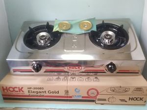 Kompor Gas 2 Tungku Api Biru Stainless Steel Elegant Gold KGP-11EG / Hock