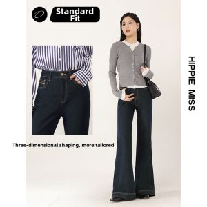 HIPPIE MISS | Bohemian Denim Flared Jeans Women Insulated Danning Blue Loose Bell-bottom