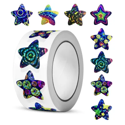 Bộ 500 Nhiều Màu Sắc Lấp Lánh Ngôi Sao Dán Cuộn Dễ Thương Trẻ Em Phần Thưởng DIY Hành Lý Sổ Lưu Điện Thoại Đề Can Hoạt Hình Sáng Tạo Niêm Phong 3-6Cm