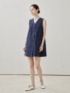 LE.SHERO | LE.SHERO Ageless Fashionable Sleeveless Vest Dress Versatile Solid Color Summer New Arrival A-Line Skirt Style Cotton Polyester Blend