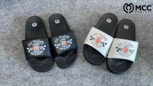 Sandal Slop Pria Wanita Terbaru Sendal Slide Slip On Motif Black KOW Black White Casual Dewasa Selop Distro Kekinian 37-43