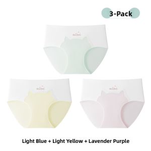 Miiow | Girls Ice Silk Triangle Shorts Underwear Childrens Summer Thin Seamless Cotton Lined Antibacterial High Waist Briefs For Teens