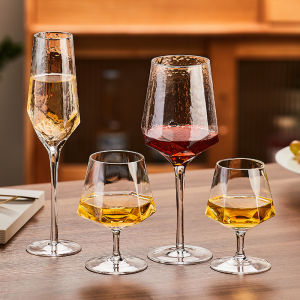 Creative Hammered Hexagonal Crystal Wine Glass