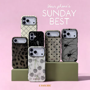 Potdemiel | Grey Cherry Bows Case for Samsung Galaxy S26 S25 S24 S23 Ultra Drop Resistant Glossy Dual-Layer Cover CaseChic