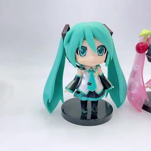 Bandai | Kawaii Pink & Green Hatsune Miku Figure Mini Character Ornaments Home Desk Decoration Adult Collectible Toy