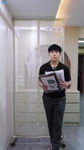 SPB ม่านกันยุง รุ่นไดมอนด์ ตาข่ายเหนียวแน่น กันแมวข่วน ทนแดดทนฝน ใช้งานได้ยาวนาน สีน้ำตาล แถมฟรี, ตีนตูกแก, ม่านประตู, ม่านกันยุงประตู สีน้ำตาล