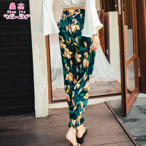 Bohemian Style Beach Holiday Womens Long Pants Lantern Harlan Beach Shorts High Waist Polyester Fiber Summer Casual Trousers