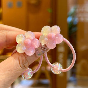 2 Piece Cute Gradient Five-Petal Flower Princess Headwear Elastic Hair Bands for Kids Girls Hair Accessories Children Hair Ropes