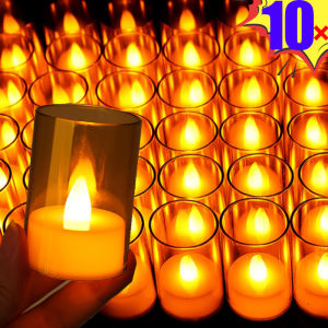 Flameless Candle Lights Acrylic Simulation Glass Cup Tea Candles LED Electronic Night Lamp for Holiday Party Home Decor