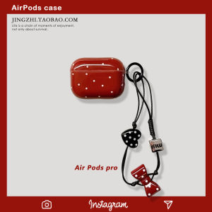 เคสป้องกัน Airpods pro 2 รุ่นใหม่แบบไร้สาย Bluetooth ลายจุดแดง พร้อมสายคล้อง สำหรับผู้หญิง วัสดุยางยืด ดีไซน์น่ารัก