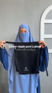 Cadar Niqab Tali Cantik Kekinian Dua Layer Lubna Kancing Ceruti Babydoll oleh Alfajar Griya Muslim