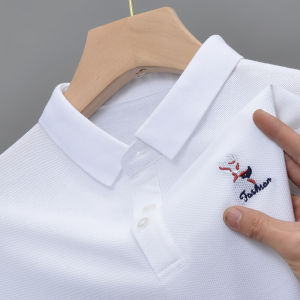 Original Brand Man Short-Sleeved Polo Shirt Lapel Button Deer Embroidery Summer New Short Sleeve Casual Business Mens Clothing
