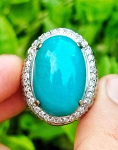 Cincin Batu Natural Bacan Berserat Alami