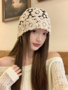 BILLI ZILLY | Handmade Hollow Out Spring Summer Autumn Womens Knitted Flower Cap Breathable Casual Style No-Bow All-Match Sweet Headwear