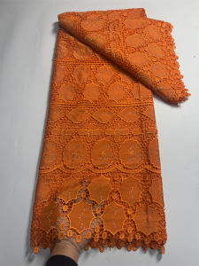 African Guipure Cord Lace Fabrics High Quality Nigerian French Chiffon Lace Fabrics 5 Yards for Wedding Asoebi Dress Sewing