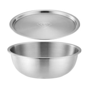 Thickened 304 Stainless Steel round Salad Bowl Cover Lid Home Use Vegetable Washing Basin with Lid ness Preservation