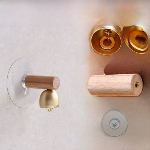 Modern Simplicity Design Brass Doorbell Original Pure Copper Hammering Bell with Bracket for Refrigerator Glass Storefront Entrance Reminder