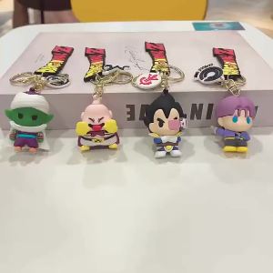 Bandai | Dragon Ball Keychain PVC Cartoon Anime Figure Trunks Son Goku Piccolo Buu Vegeta Action Figures Key Chain Keyring Bag Pendant