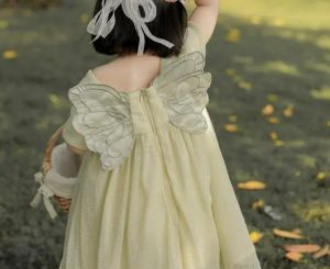 KYII Kids Girls Summer V-neck Dress Casual Loose Dress kyii0054