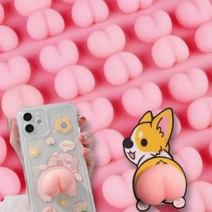 5/10/20Pcs Mini Soft Squeeze Ass Pinching Mobile Phone Anti-collision Stickers Novelty Stress Relief Gifts for Adults and Kids