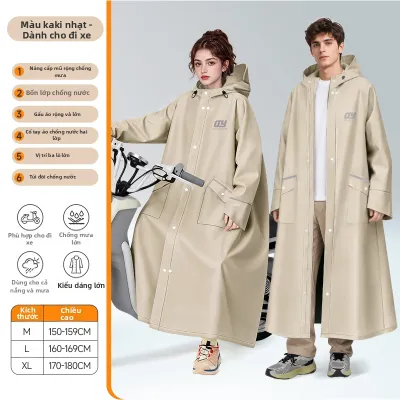 WEICHENGNEI | Áo Mưa Mặc Một Người Dài Toàn Thân Có Dây Kéo Và Nút Chống Thấm Nước Toàn Diện Nhiều Màu Cho Nam Nữ