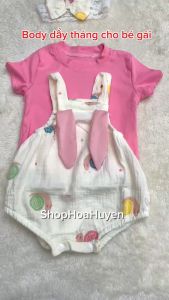 Body sơ sinh bé gái đầy tháng áo liền quần bé gái chất vải xô Muslin mềm mịn mát sét bodysuit đầy tháng bé gái 3-9kg