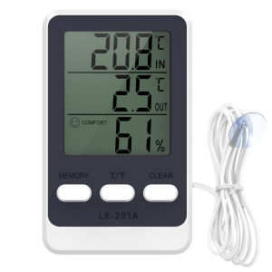 Brifit Digital Refrigerator Thermometer Freezer Thermometer with 1.5m Waterproof Probe Maximum/Minimum Value ℃/℉ Switch Indoor Comfort Level Icon Suitable for Household Fridge and Freezers Thermometer
