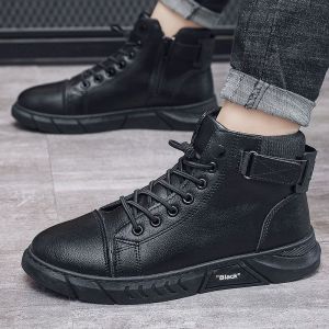 TOPEOPLE Safety Boot Shoes for Men Korean Original Fashion New Style 2022 Black Rain Zip Caterpillar Sneaker On Sale Waterproof Sport Army Tactical Shoe kasut getah lelaki kalis air kasut getah lelaki kalis air 22101806