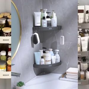 ECOCO Corner Shelf Alumunium - Rak segitiga kamar mandi untuk shower gel rak sampo toilet bebas pelubang rak segitiga sudut kamar mandi