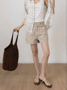 VNOOK | Quần Short Lửng Rộng Tay Cao Cotton Đã Giặt